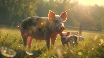 “A Moment of Bliss: Smiling Simmental Piglet Basking in Sunshine