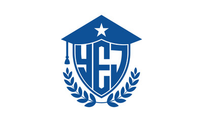 YE three letter iconic academic logo design vector template. monogram, abstract, school, college, university, graduation cap symbol logo, shield, model, institute, educational, coaching canter, tech