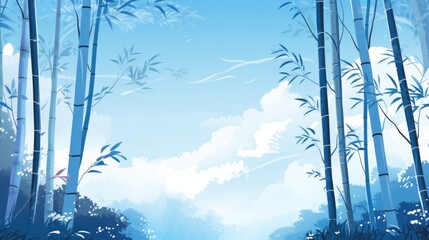 Background with bamboo forest in Sky Blue color