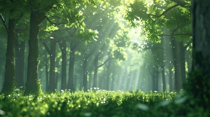 3D Rendered Background: Empty Forest Space for Kids and Animation, Jungle Theme by Generative AI