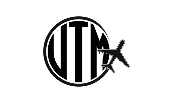 UTM three initial letter circle tour & travel agency logo design vector template. hajj Umrah agency, abstract, wordmark, business, monogram, minimalist, brand, company, flat, tourism agency, tourist