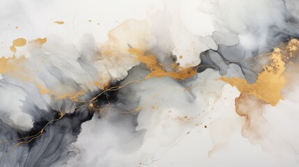 Fluid art gray with gold. Neural network AI generated art