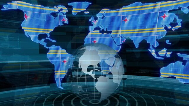 Aruba news technology earth map animated background