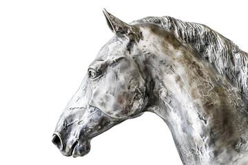 Silver Dapple Sculpture Horse on Transparent Background