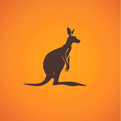 A logo illustration of a kangaroo silhouette on an orange background. Created with generative AI.