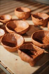 handmade clay potter making with hands