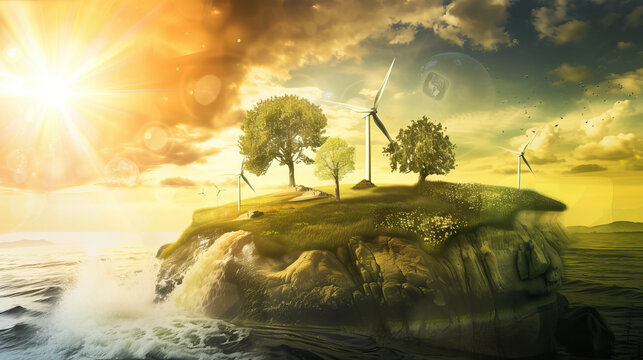 The energy transition to sustainable and renewable energy sources in order to fight climate change and global warming