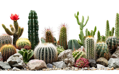 Prickly Cacti Arrangement on transparent background