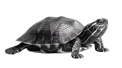 black & white turtle on white background