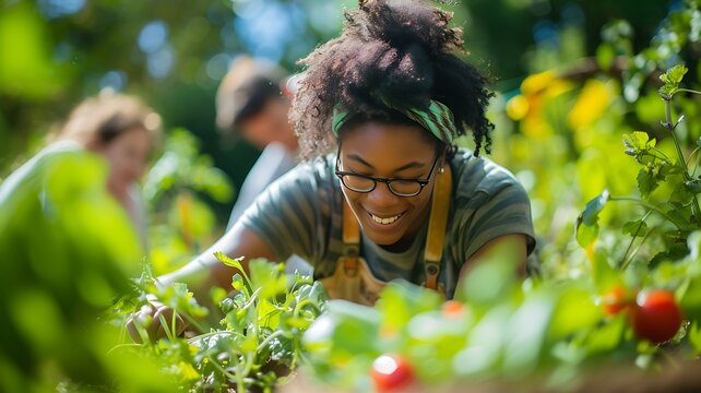 Alegria no cultivo coletivo de horta urbana comunit&aacute;ria