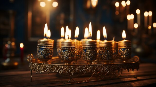 A Group of Lit Candles on a Table