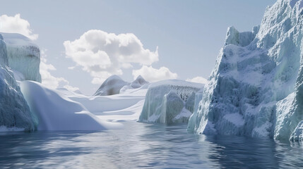 The impact of melting glaciers on a polar landscape due to global warming and climate change - obrazy, fototapety, plakaty