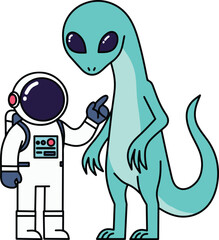 Astronaut with alien cartoon