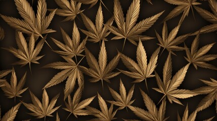 Background with Bronze marijuana leaves
