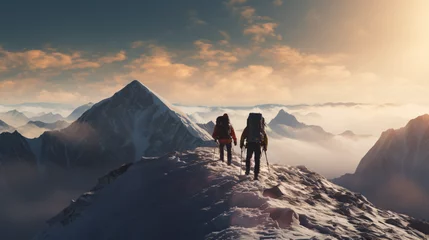 Poster Two men climbing wintery mountains © Ashley