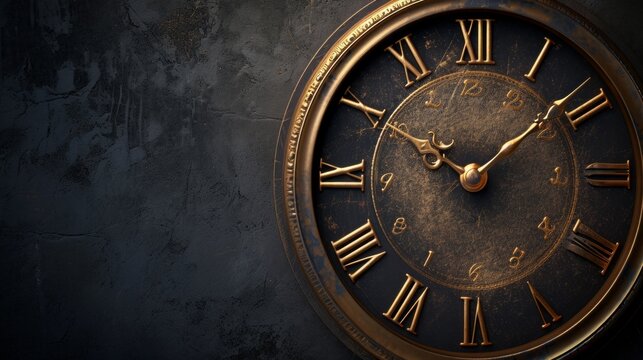 Old rusty big street clock on wall of the building.