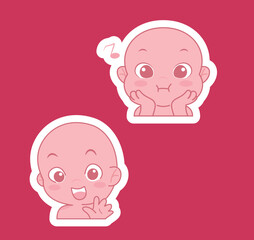 Cute cartoon expression emoji character vector design art for stickers