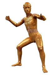 3D Rendering Male Robot on White