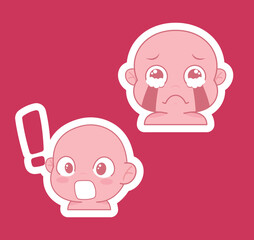 Cute cartoon expression emoji character vector design art for stickers