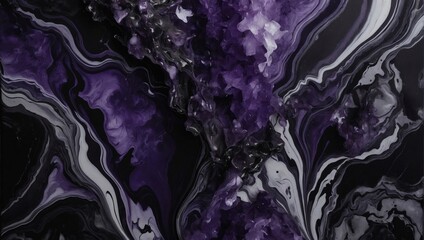 Amethyst abstract black marble background art paint pattern ink texture watercolor pewter leaf fluid wall.