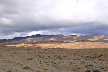 landscape view in the region of Issyk-Kul Lake near the Orto Tokoy reservoir, Kyrgyzstan