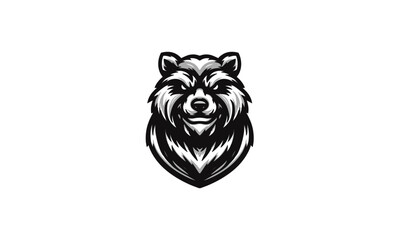 bear mascot logo icon,bear mascot logo,black and white bear mascot logo icon,mascot logo in silhouette style