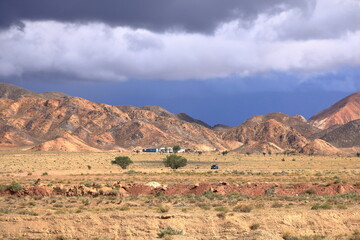 landscape view in the region of Issyk-Kul Lake near the Orto Tokoy reservoir, Kyrgyzstan