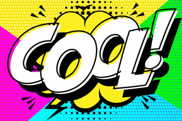 COOL Comic Word Bubble on Pop Art Dotted Background vector 10 eps