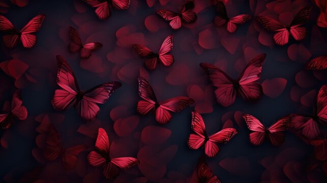 Background with butterflies in Maroon color.