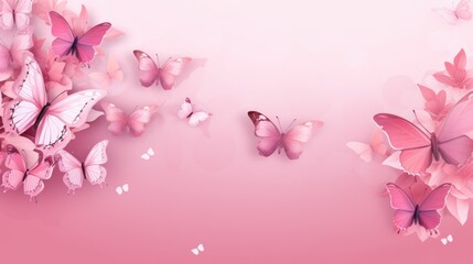 Background with butterflies in Pink color.