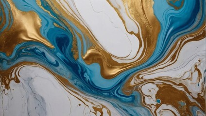 Azure abstract white marble background art paint pattern ink texture watercolor satin gold fluid wall.