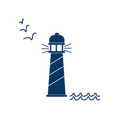 Cute Nautical Lighthouse Icon Beacon tower, lighthouse glyph icon Vector