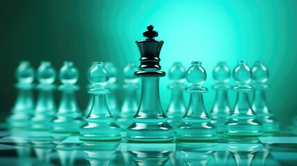 Background with chess pieces in Aqua color