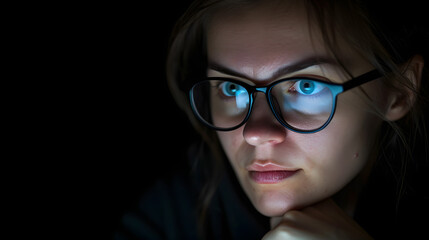 Fototapeta na wymiar Woman Wearing Glasses Looking at Camera