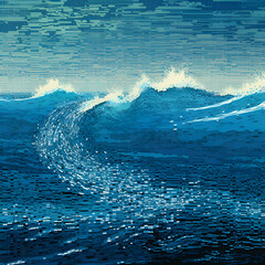 Sea wave background.  illustration. Blue color.