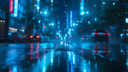 Nighttime City Street in the Rain