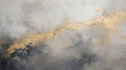 abstract canvas with impasto technique, layering shades of slate and cream, offset by a dark abyss and a flicker of golden light