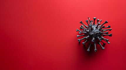 Close-Up of Black Corona Virus on Red Background