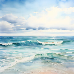 Beautiful seascape with blue sea and sky. Nature background