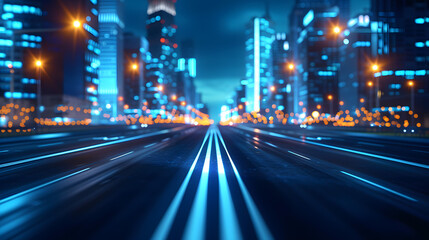 Fototapeta na wymiar Nighttime City Street With Vibrant Lights