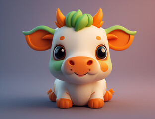 süße Kuh mit großen Augen, 3D Rendering