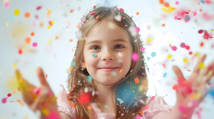 Little Girl Standing in Front of Confetti