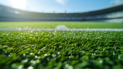 Close-Up View of a Soccer Field - obrazy, fototapety, plakaty