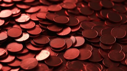 Background with coins is Crimson color. - obrazy, fototapety, plakaty