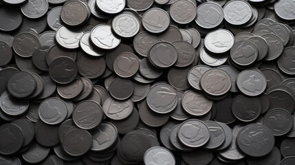Background with coins is Gray color. - obrazy, fototapety, plakaty