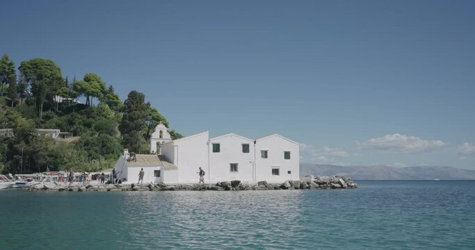 Pontikonisi Island Of Corfu Symbol And Vlacherna Monastery
