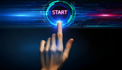Un doigt sur un bouton start