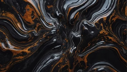 Foto op Plexiglas Chestnut abstract black marble background art paint pattern ink texture watercolor dark silver fluid wall. © xKas