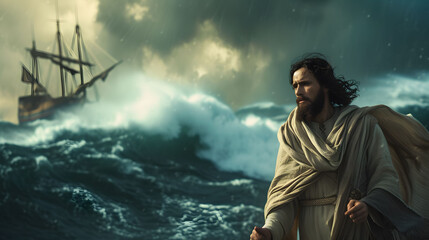 Jesus Walking in the Ocean