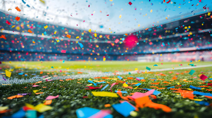 Soccer Stadium Filled With Confetti